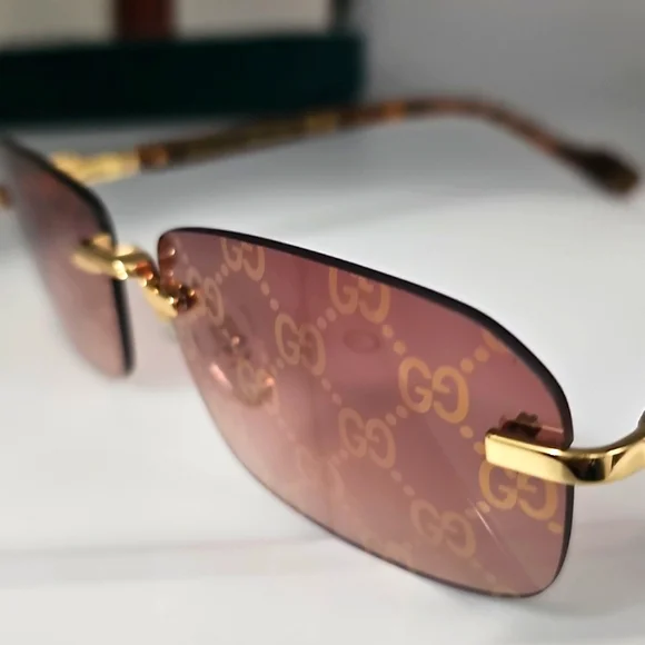 GUCCI UNISEX GG1221S 004 GUCCI RIMLESS GG LOGO ON LENS SUNGLASSES - Picture 10 of 13